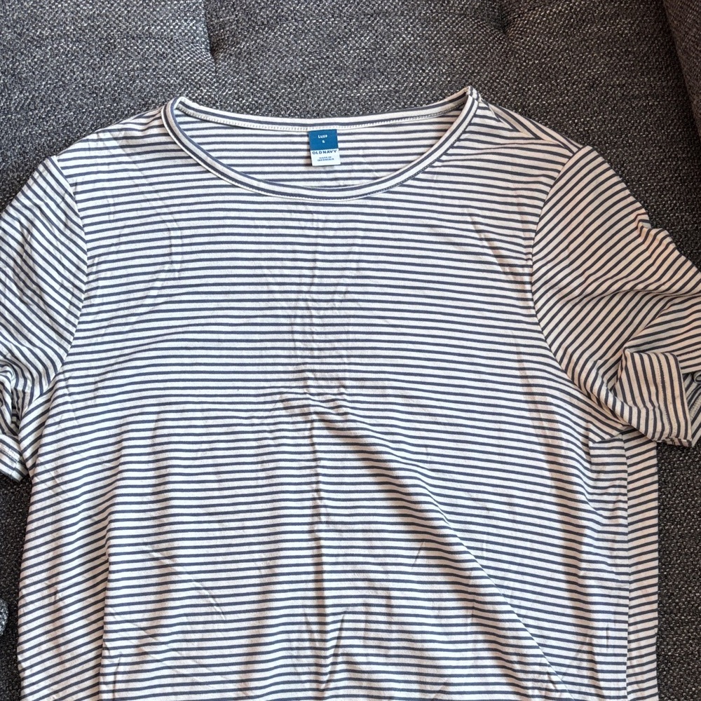 Old Navy Navy and White Striped Tee